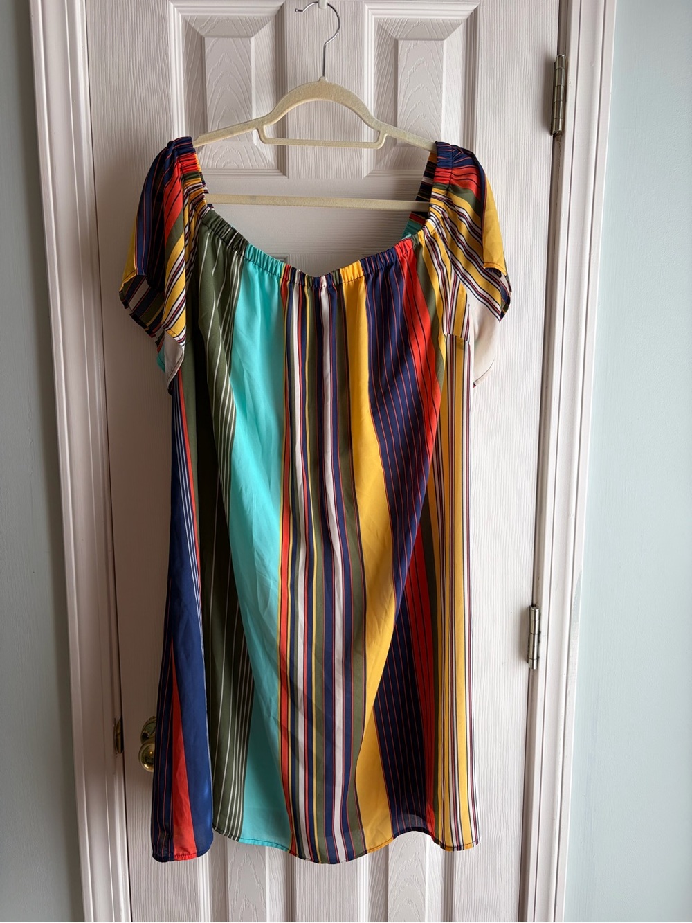 Multicolor Striped Women's Off-Shoulder Top